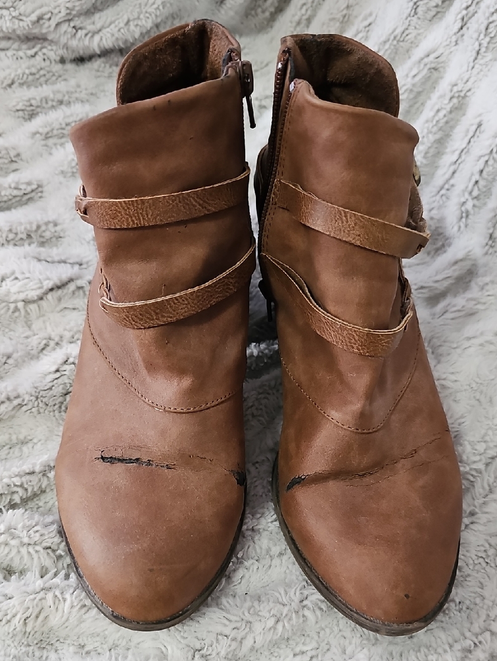 Blowfish Tan Brown Ankle Booties with Wrap Straps